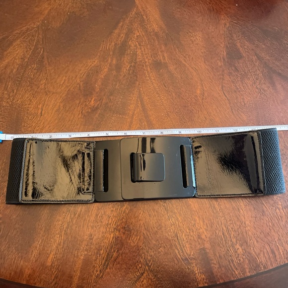 Worth Accessories - Worth New York Black Patent Leather Waist Elastic Belt Size P (SX)